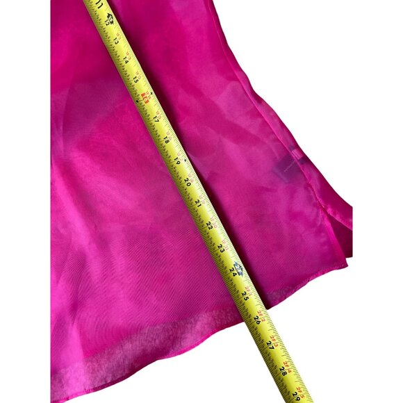 Boston Proper Blouse Womens Medium Pink Fuchsia Organza Ruffle Sleeve Glam Party - Picture 8 of 8
